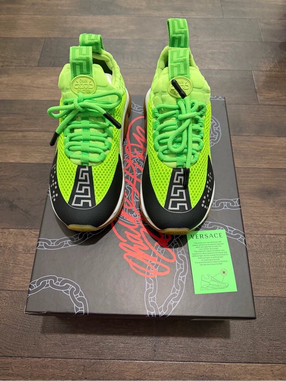 Versace Women’s Neon Green Mesh Sneakers